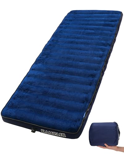 Kampair Inflatable Sleeping Pad for Camping, Extra-Thick 4.75 Inch Air Mattress with Soft Cotton Top, Machine Washable, Family Lightweight 4-Season Pad for Camping, Traveling & Hiking, Blue