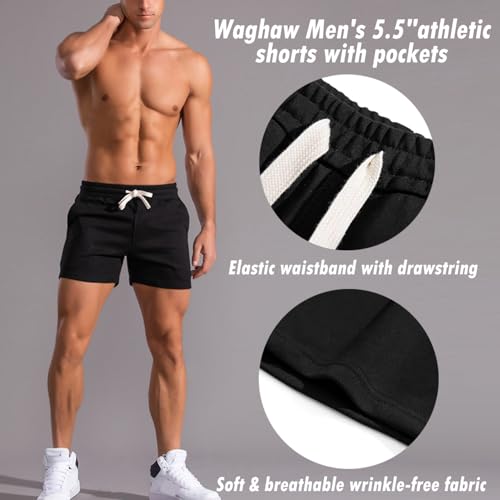 Image of Men 5.5 /7 Inch Cotton Sweat Shorts Men Cotton Workout Short with Pockets