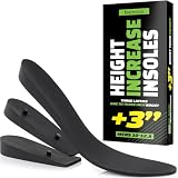 Height Increase Insoles for Mens Shoes (1 to 3' Boost) Adjustable 3 Layer Height Booster Inserts to Make You Instantly Taller, Heel Lifts (Mens 10-12.5)
