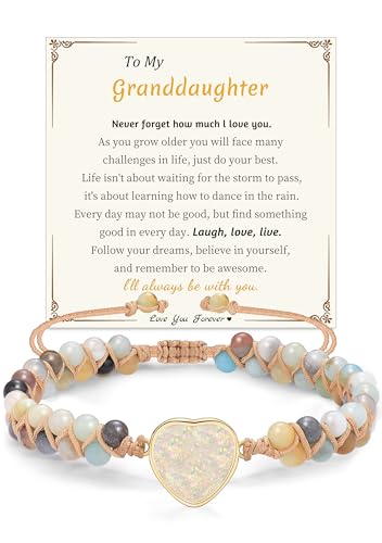 Image of Granddaughter Gifts, To My Granddaughter Bracelet Granddaughter Gifts from Grandma Jasper Bracelets Birthday Graduation Teen Gift Trendy Stuffers Mothers Day Jewelry
