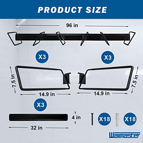 Wallmaster 9 Pack Adjustable Storage Bin Holder,Tote Rack,Safety Holder For Shed Or Basement,Wall Mount Garage Organizer For Bins And Containers (3 Rails, 6 Hooks) #TOP1