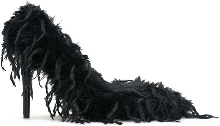 Richealnana Women's Fluffy Sexy Party High Heels Pointy Toe Slip On Stiletto Pumps Shoes - Image 2