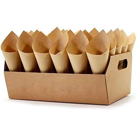 Party Confetti Cone Holder Box - Confetti for Gift Box Wedding, Stand Tray Box Total of 30 Holes for 30 Confetti Cone, and Include 32 Cone Papers (Kraft-F, 1) Cover