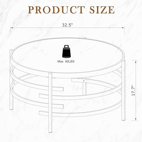 Round Coffee Table Sintered Stone - LifeSky 32 inch Circle Center Coffee Table with Metal Frame - Modern Circular Coffee Tables for Living Room Silver by LIFE SKY - Image 6