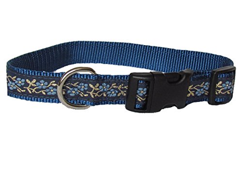 Sandia Pet Products Blue Bonnets On Navy Designer Medium Dog Collar