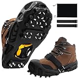 Ice Cleats for Shoes and Boots, Non Slip Ice Shoes Grippers 28 Studs Snow Cleats Crampons for Women Men Ice & Snow Cleats with Adjustable Straps for Winter Hiking Walking Ice Fishing