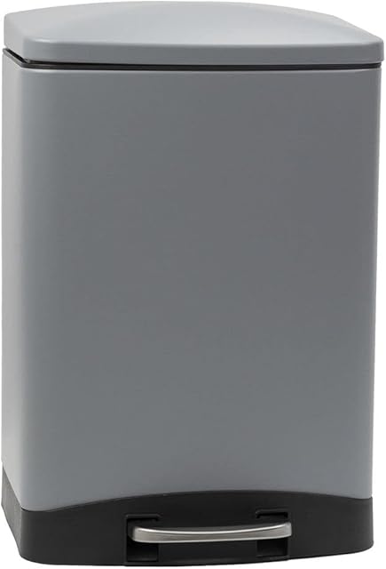 CALITEK 6 Litre Pedal Waste Bin Bathroom Home Office Rubbish Trash Bin with Soft Close Lid and Removable Inner Bucket Hands Free Odour Proof Matt Finish 6 litres Capacity (Grey)