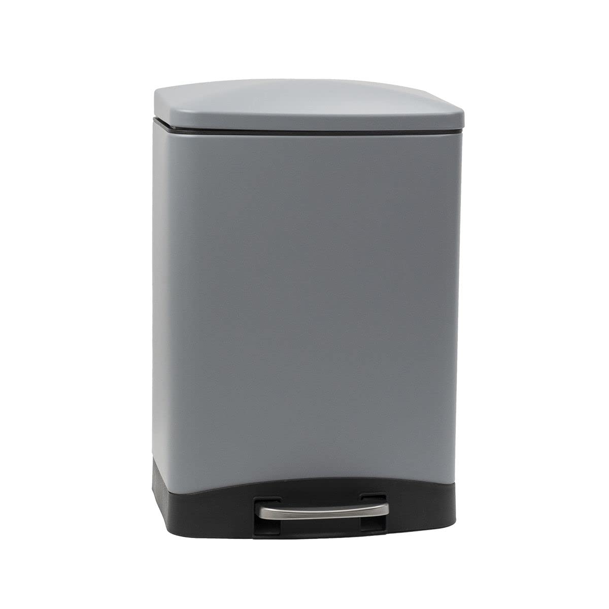 Rackhams Grey 6 Litre Pedal Waste Bin Soft Close Lid And Removable Inner Bucket - 1 - Powder Coated Iron