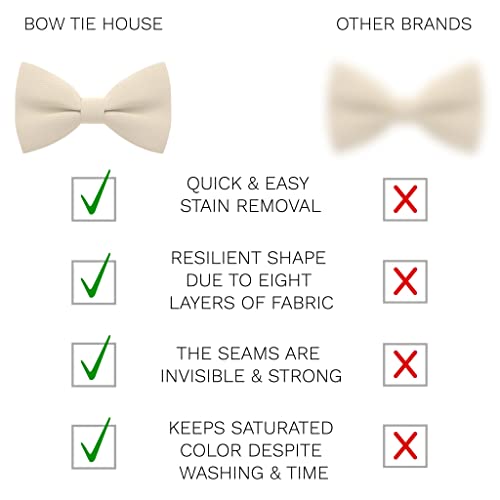 Image of Bow Tie House Mens Bowties Pre-tied Shape Clip on Bowtie Solid Men Formal Wear for kids, baby boys, toddler any age bow ties