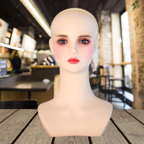 Cabeza de maniquí de cosmetología de PVC y soporte organizador de pelucas 5