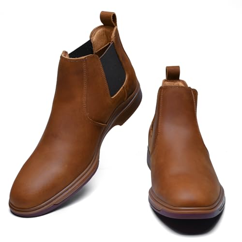 Image of ArcBrothers Men's Chelsea Boots, Relaxed Fit Roomy Toe Box Design, Premium Leather Slip-on Ankle Boots, All-Day Comfort