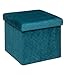 5 five simply smart - 2 en 1 Pouf et Coffre de Rangement Velours 31 x 31 cm 167845B Bleu Canard
