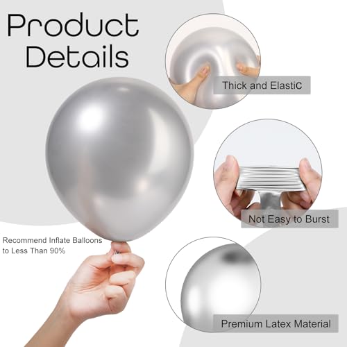 Image of Ouddy Party 129Pcs Metallic Silver Balloon Arch Garland Kit 18 12 10 5 Inch