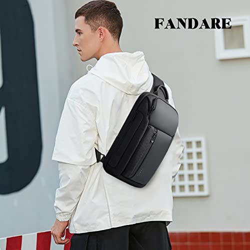 Bolsa de Pecho Negra FANDARE con Prácticos Multibolsillos para Viajes Urbanos 2
