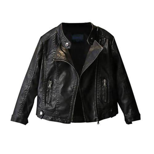 Toddler Kids Girls Boys Jacket Motorcycle Faux Leather Coats Fall Winter Zipper Outerwear Coat