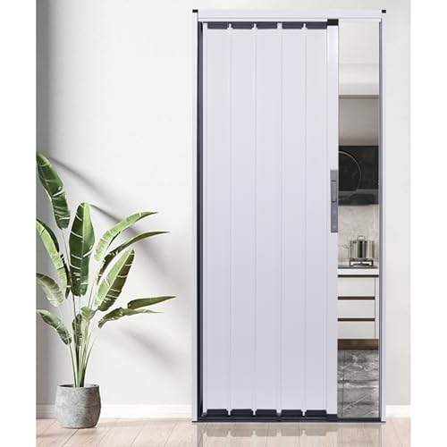 Puerta Corredera Plegable Puerta Acordeón De Aluminio Con Cerradura, Puertas De Acordeón De Seguridad Simples/dobles Blancas Para Interior Y Exterior, Puerta Corrediza Que Ahorra Espacio, 50-170 Cm De
