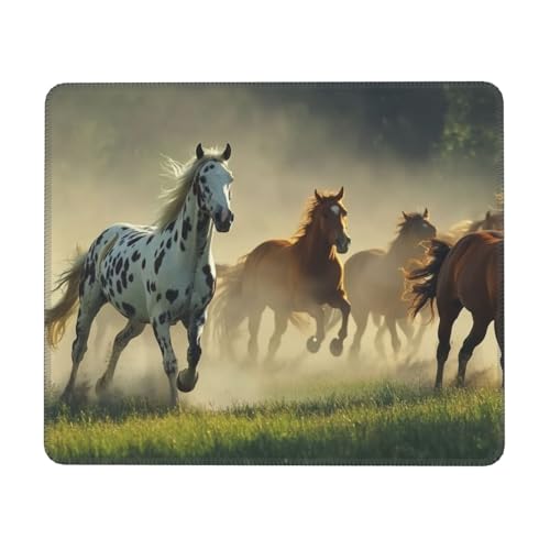 Sous-main de bureau avec chevaux au galop - Tapis de souris - Motif animaux de ranch - Pour femme et fille - Décoration de bureau - 21 x 26 cm