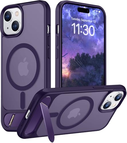Image of Magnetic Compatible with iPhone 15 Case, [Built-in Invisible Kickstand][Compatible with MagSafe] [Military Grade Shockproof] Slim Translucent Matte Phone Case for iPhone 15 6.1 inch