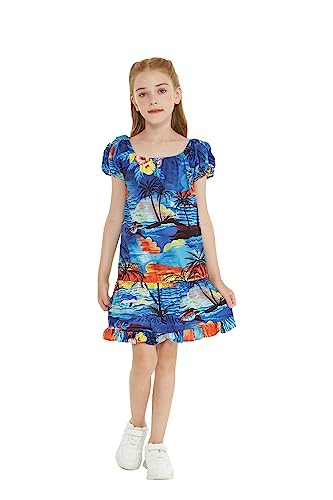 Image of Hawaii Hangover Family Matching Hawaiian Clothes, Sunset Blue | Family matching Hawaiian outfits, Sunset Blue, 100% cotton, machine washable, tropical floral print, luaus, cruises