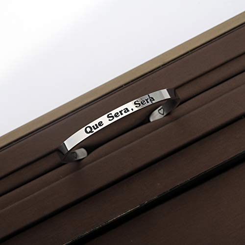 CENWA Que Sera Sera Inspiration Bracelet French Phrase Motivational Gift Hanukkah Gift for Mom, Sister, Best Friend, Girlfriend4