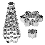 Snowflake Set - 3D Christmas Tree & Snowflake Cookie Cutters - 9 Piece Stainless Steel Set for Holiday Winter Baking