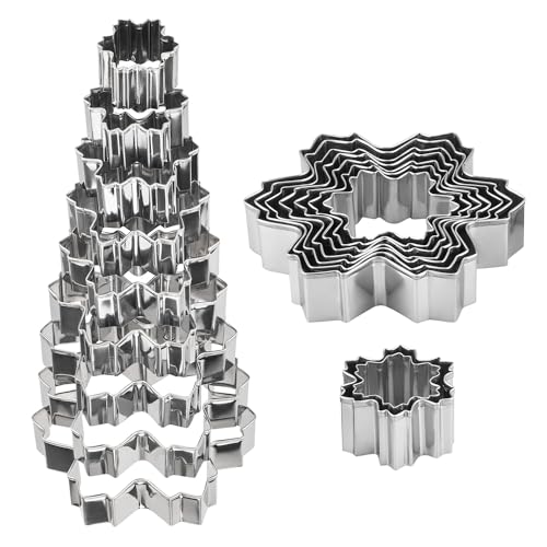 Snowflake Set - 3D Christmas Tree & Snowflake Cookie Cutters - 9 Piece Stainless Steel Set for Holiday Winter Baking