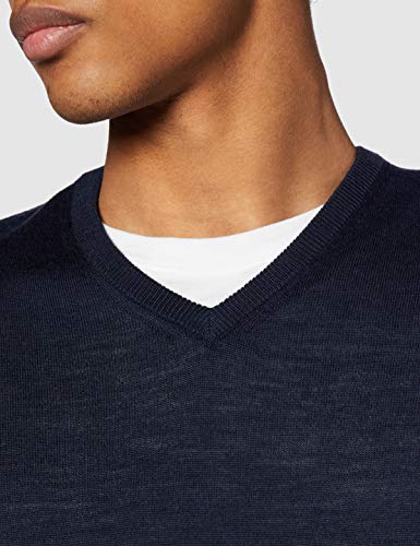 MERAKI Pull en Laine Mérinos Homme avec Col V, Bleu (Navy), 48 (Taille fabricant: S) - Image 4