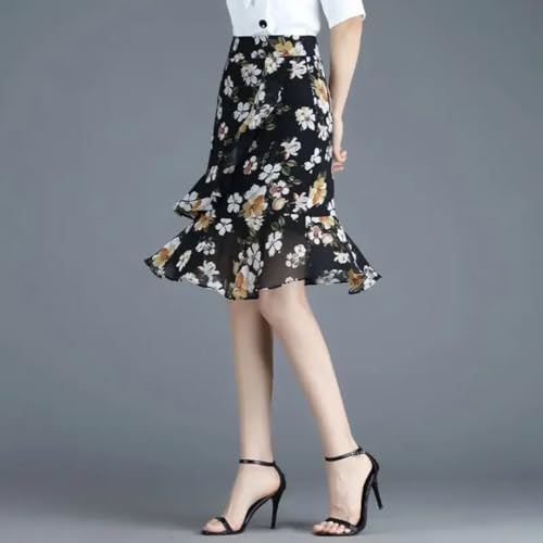 Women Ruffle Floral Tight High Waist Wrap V Summer Vintage Chic and Elegant a Line Casual Skirts4