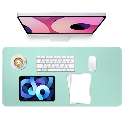 Vade de escritorio de piel, 80 x 40 cm, alfombrilla de ratón grande, alfombrilla de escritorio antideslizante, alfombrilla de escritorio antideslizante, bordes redondos, alfombrilla de escritorio para