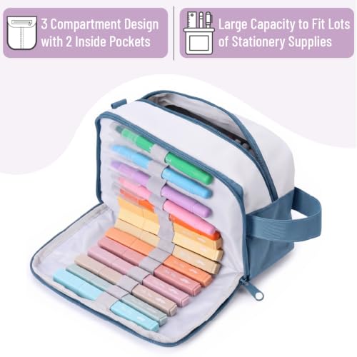 Image of Mr. Pen- High Capacity Pencil Case, Large Pencil Pouch with 3 Compartments and 2 Pockets, Large Pencil Bag with Smooth Zipper, Cute Pencil Case Pouch Organizer, School Supplies for Teens