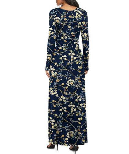 Image of LILBETTER Women Long Sleeve Deep V Neck Loose Plain Long Maxi Casual Dress