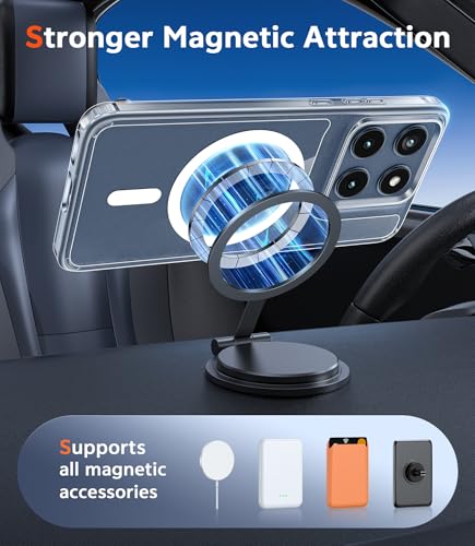 Image of FNTCASE for Motorola Edge-2026 Magnetic Case: Clear Military Grade Drop Protection with Screen Protector Anti Yellowing Cell Phone Cover - Rugged Shockproof Protective Bumper Transparent Phonecase