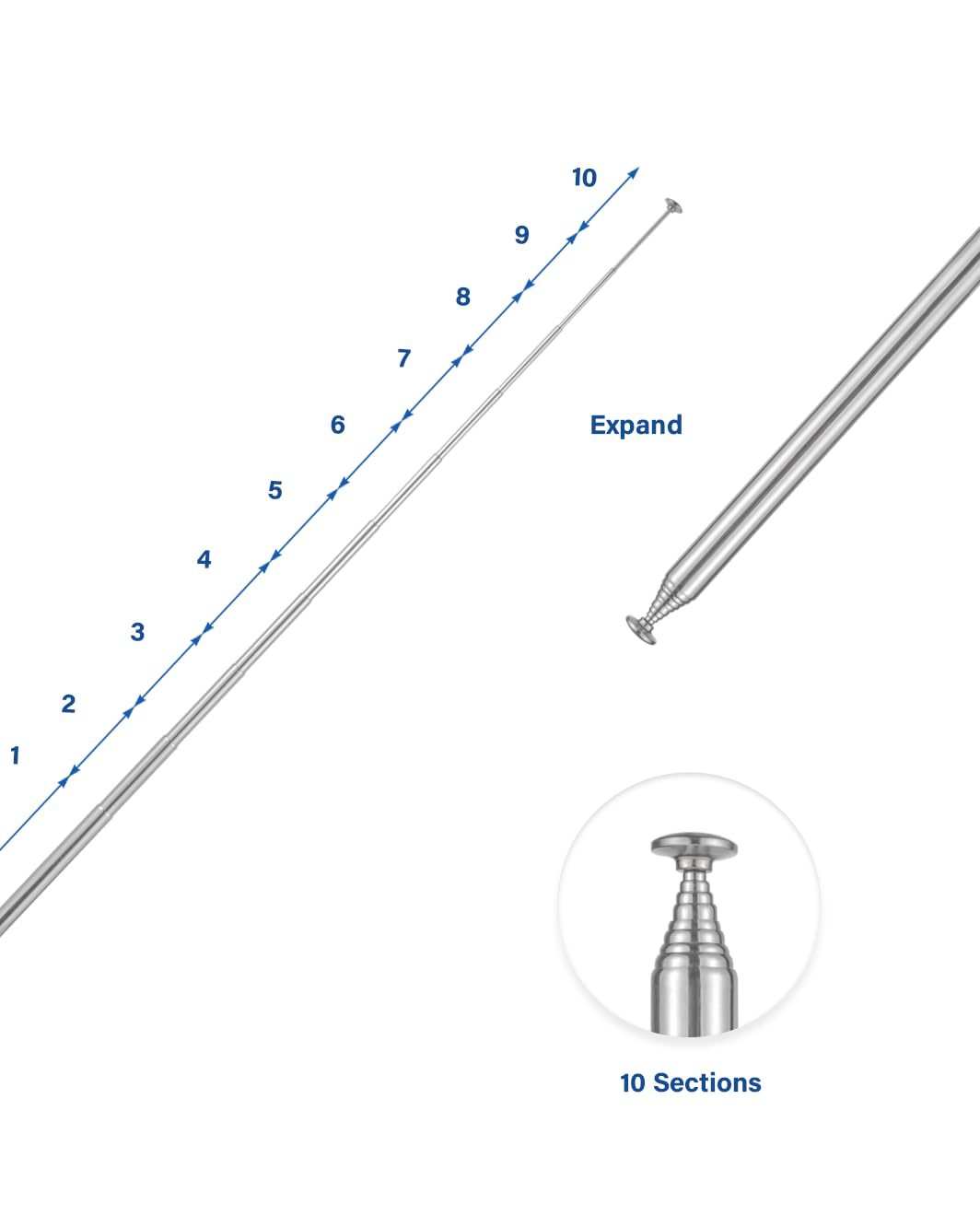 2 Sztuki Antena Teleskopowa AM FM z Wysokim Sygnałem 10 Sekcji 120.9CM/47.6Cale Przenośna Antena Radiowa Teleskopowa Wymiana do Telewizorów Radiodetektorów Odbiorników Stereo AM FM