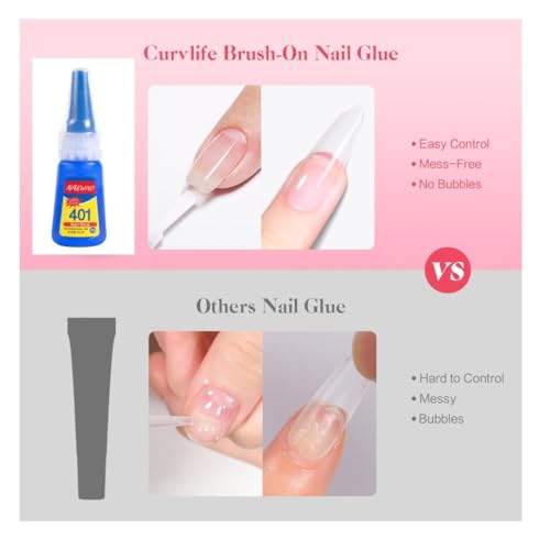 Image of NAILWIND Brush On Nail Glue for Press On Nails, 401 Extra Strong Nail Glue for Acrylic Nails, Waterproof Long Lasting, 2 PCS