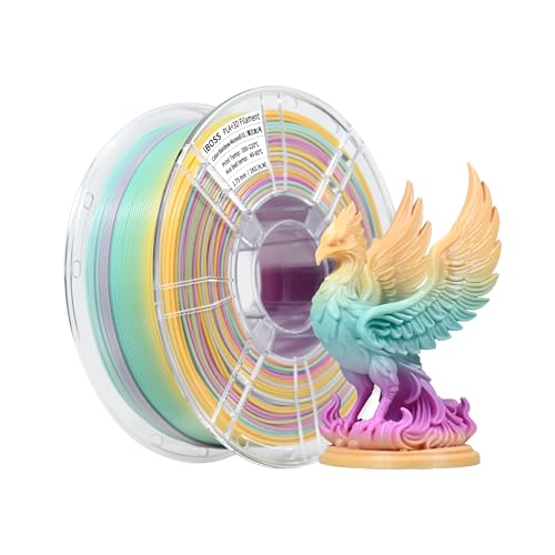 iBOSS PLA+ Filament 1.75 mm Multicoloured Rainbow Gradient Filament, 1 kg (2.2 lbs), Compatible with Most 3D Printers (M