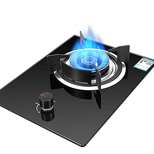 Aouoeeo Placa de Gas, Encimera de Gas, Cocina de Gas pequeña de 33 cm con Quemador, Ideal para Cocina doméstica, 5,0 kW, Llama Azul, vitrocerámica Negra.
