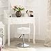 LUE BONA Adjustable Vanity Stool, 360 Swivel Chair for Makeup Room, White Faux Leather Stool for Bathroom & Living Room