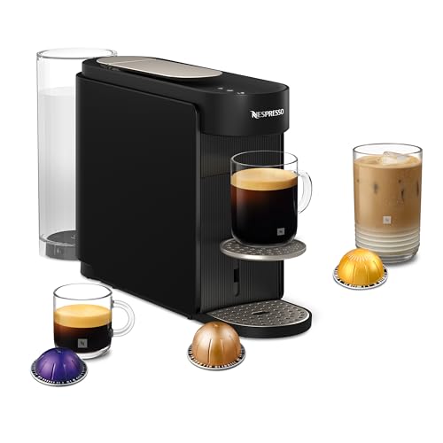 NESPRESSO KRUPS Vertuo Up Schwarz Kapselmaschine 5 Tassengrößen 3 Sek. Aufheizzeit One Touch Kaffee Zubereitung schwenkbarer Wassertank Coffee Creations Modus Kaffeemaschine XN9408