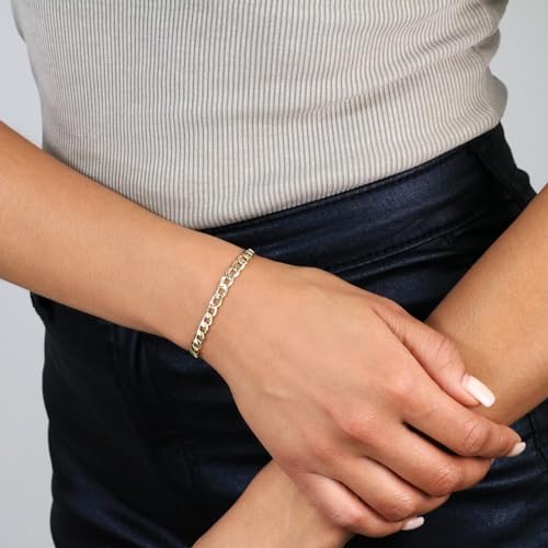 Nuragold 14k Real Yellow Gold Cuban Curb Link 5.5mm Chain Bracelet (7"-9") Italian Jewelry for Men & Women3