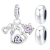 PANPOKI 3 dijes de piedra natal para pulsera de abalorios de plata de ley 925 con corona de corazón infinito, cuentas espaciadoras para pulseras y collares, regalos de cumpleaños, día de la madre
