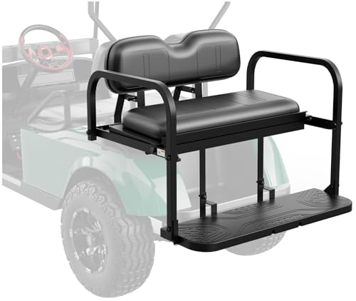 10L0L Golf Cart Rear Seat, Flip Folding Back Seat Kit Fits EZGO TXT No Roof Rear Strut Replacement Needed Easy Installation Durable Comfortable 2025 New Upgrade - Black