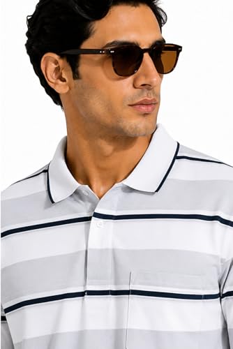 Image of SANE ORIGINALS Half Sleeve Polo T-Shirt for Men with Pocket || Stripe Collar and Pocket T-Shirt for Men Half Sleeves