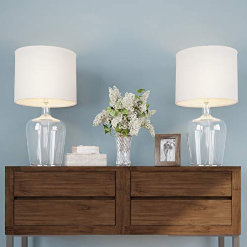 Lavish Home Table Lamps – Set Of 2 Cloche Style Glass Modern Farmhouse Lighting For Living Room, Bedroom Or Office – Energy Efficient Led #TOP10