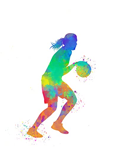 Female Basketball, Soccer, Lacrosse and Field Hockey Player Player Sport Abstract Wall Art Prints 8x10, Set of 4, Gift for Girl Sports Lovers, Coach and Fan and as Locker Room Art