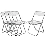 mesas de comedor plegables con sillas Apertura y cierre suaves: la silla plegable tiene un diseño silencioso de doble eje con galvanoplastia ligera de lujo, soporte de galvanoplastia saludable, sin olor, tranquilidad y plegado suave, que no es fácil de oxidar y oxidar, y se puede usar sin instalación y despliegue.