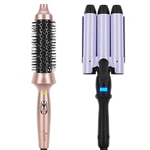Aima Beauty 32mm 1.25" Mermaid Beach Waves Curling Iron & 1.5"/40mm Thermal Brush