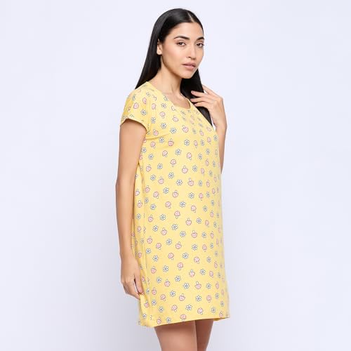 Image of CAMEY Printed Knee Length Nighty|Loungewear|Nightwear|Sleepwear|Home Wear Short Nighty for Women
