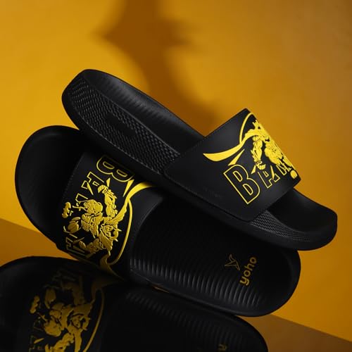 Image of YOHO Batman: Dark Knight Sliders for Men, Comfortable and Lightweight Slides, Footwear for Man & Boys, Official WB Superhero Merchandise -004