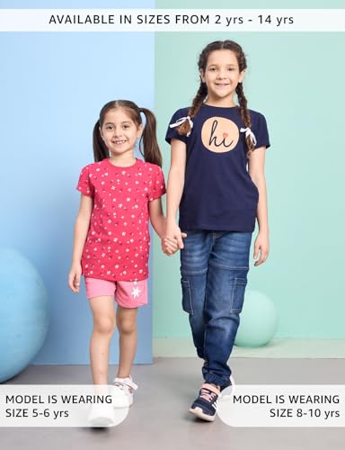 Image of Amazon Brand - Symbol Girls 100% Cotton Graphic Printed Half Sleeves Regular fit T-Shirt