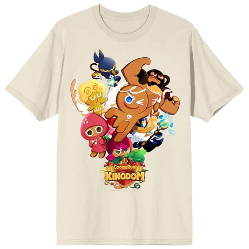 Cookie Run Character Group Shot Adult Natural Crew Neck Short Sleeve T-Shirt -XXL